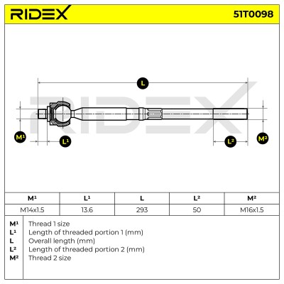 Lenkstange RIDEX 51T0098 51T0098 - foto 6