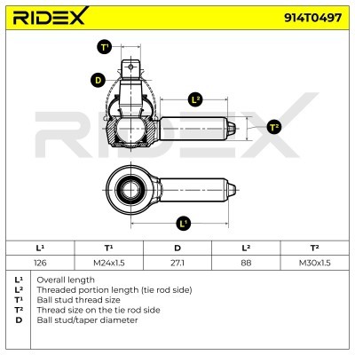 Spurstangenkopf RIDEX 914T0497 914T0497 - foto 5