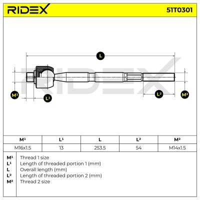 Lenkstange RIDEX 51T0301 51T0301 - foto 5