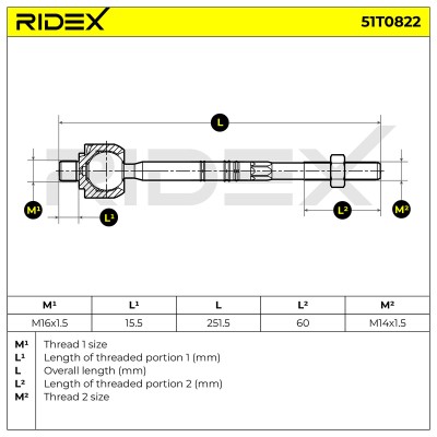 Lenkstange RIDEX 51T0822 51T0822 - foto 5