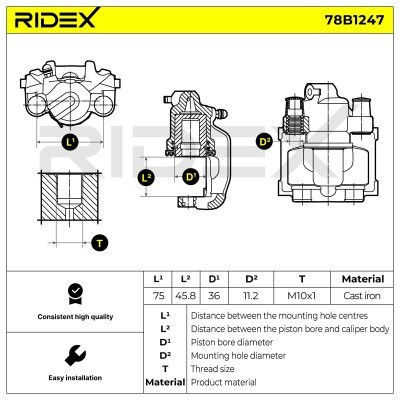 Bremssattel RIDEX 78B1247 78B1247 - foto 7
