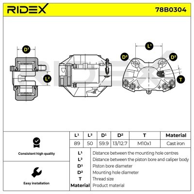 Bremssattel RIDEX 78B0304 78B0304 - foto 8