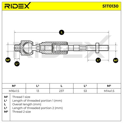 Lenkstange RIDEX 51T0130 51T0130 - foto 7
