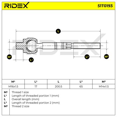 Lenkstange RIDEX 51T0193 51T0193 - foto 10