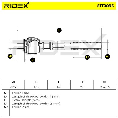 Lenkstange RIDEX 51T0095 51T0095 - foto 7