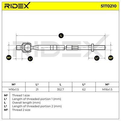 Lenkstange RIDEX 51T0210 51T0210 - foto 5