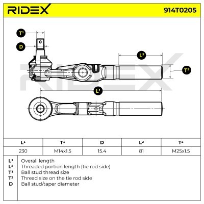 Spurstangenkopf RIDEX 914T0205 914T0205 - foto 3