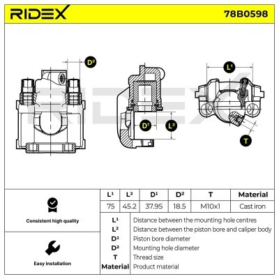 Bremssattel RIDEX 78B0598 78B0598 - foto 3