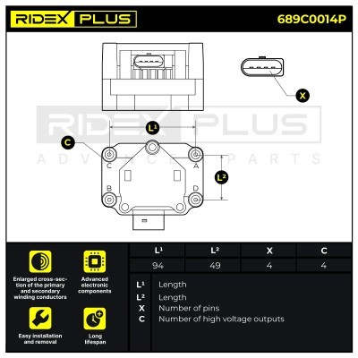 Zündspule RIDEX 689C0014P 689C0014P - foto 9