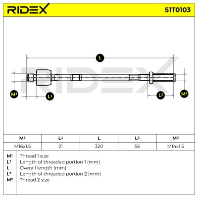 Lenkstange RIDEX 51T0103 51T0103 - foto 5