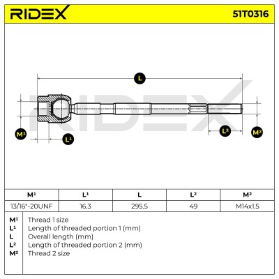 Lenkstange RIDEX 51T0316 51T0316 - foto 6