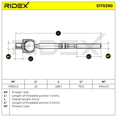 Lenkstange RIDEX 51T0290 51T0290 - foto 9