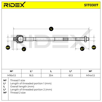 Lenkstange RIDEX 51T0307 51T0307 - foto 5