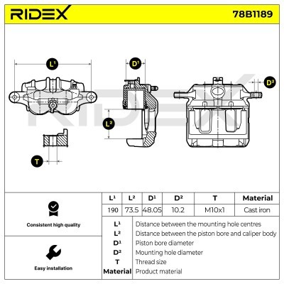Bremssattel RIDEX 78B1189 78B1189 - foto 6