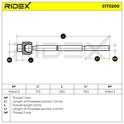 Lenkstange RIDEX 51T0200 51T0200 - foto 6