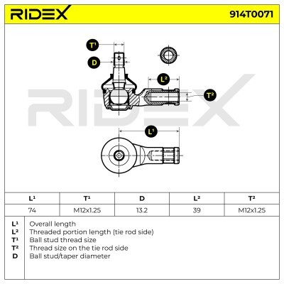 Spurstangenkopf RIDEX 914T0071 914T0071 - foto 5