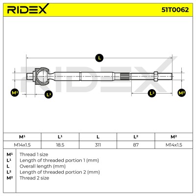 Lenkstange RIDEX 51T0062 51T0062 - foto 5