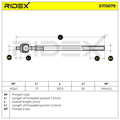 Lenkstange RIDEX 51T0079 51T0079 - foto 7