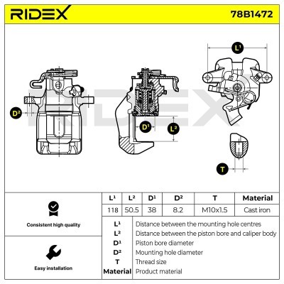 Bremssattel RIDEX 78B1472 78B1472 - foto 7