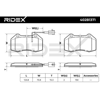 Bremsbeläge Satz RIDEX 402B1371 402B1371 - foto 6