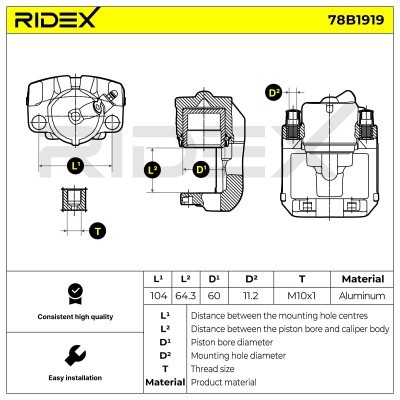 Bremssattel RIDEX 78B1919 78B1919 - foto 6