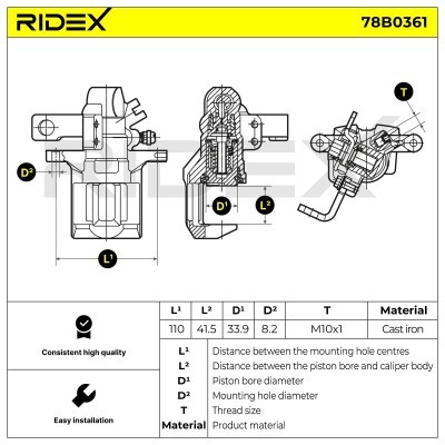 Bremssattel RIDEX 78B0361 78B0361 - foto 6
