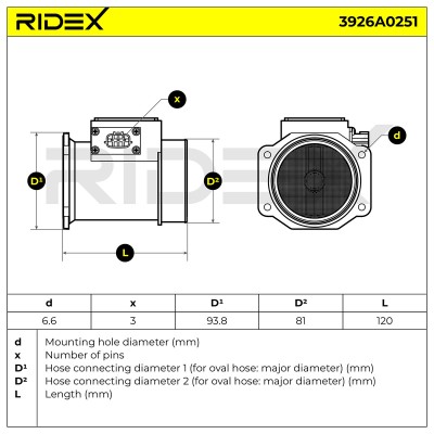 Luftmassenmesser RIDEX 3926A0251 3926A0251 - foto 7
