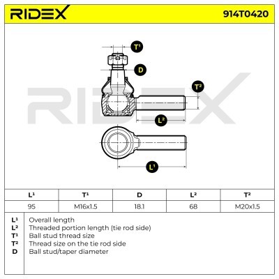 Spurstangenkopf RIDEX 914T0420 914T0420 - foto 5
