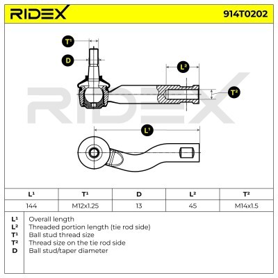 Spurstangenkopf RIDEX 914T0202 914T0202 - foto 5