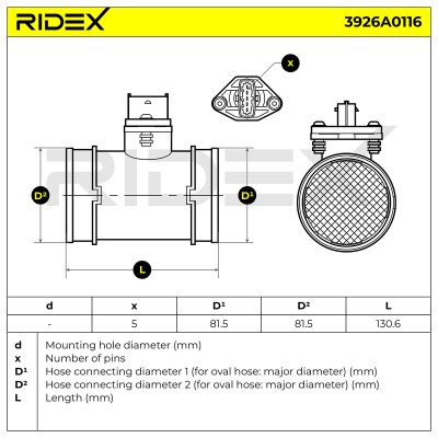 Luftmassenmesser RIDEX 3926A0116 3926A0116 - foto 6