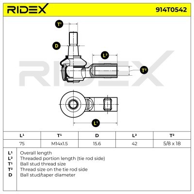 Spurstangenkopf RIDEX 914T0542 914T0542 - foto 9