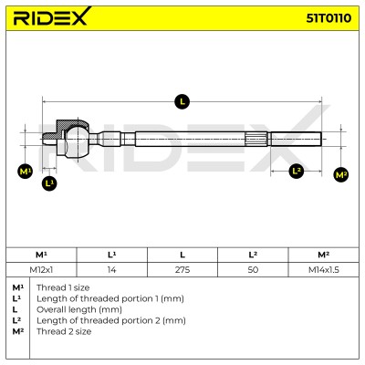 Lenkstange RIDEX 51T0110 51T0110 - foto 6