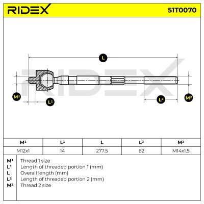 Lenkstange RIDEX 51T0070 51T0070 - foto 6