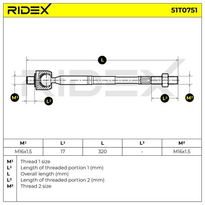 Lenkstange RIDEX 51T0751 51T0751 - foto 5