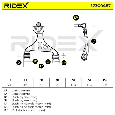 Querlenker RIDEX 273C0487 273C0487 - foto 8