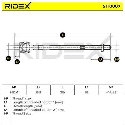 Lenkstange RIDEX 51T0007 51T0007 - foto 6