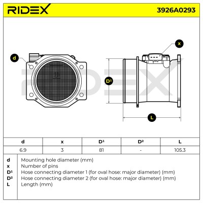 Luftmassenmesser RIDEX 3926A0293 3926A0293 - foto 7