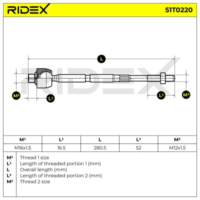 Lenkstange RIDEX 51T0220 51T0220 - foto 7