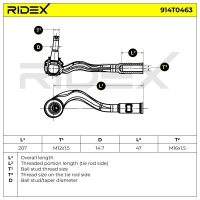 Spurstangenkopf RIDEX 914T0463 914T0463 - foto 5
