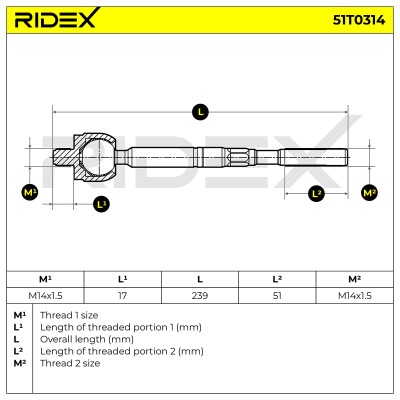 Lenkstange RIDEX 51T0314 51T0314 - foto 6