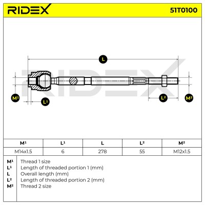 Lenkstange RIDEX 51T0100 51T0100 - foto 5