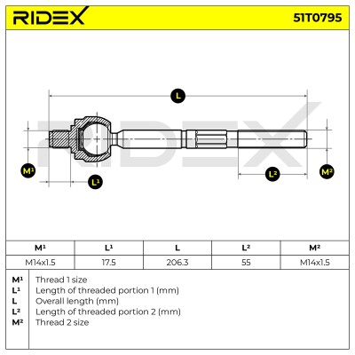 Lenkstange RIDEX 51T0795 51T0795 - foto 5