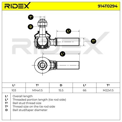 Spurstangenkopf RIDEX 914T0294 914T0294 - foto 8