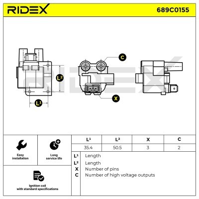Zündspule RIDEX 689C0155 689C0155 - foto 2