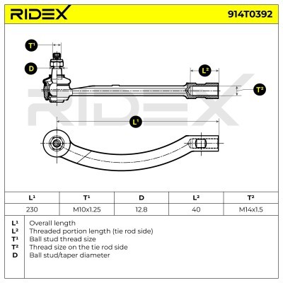 Spurstangenkopf RIDEX 914T0392 914T0392 - foto 5