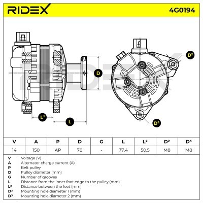 Generator RIDEX 4G0194 4G0194 - foto 6