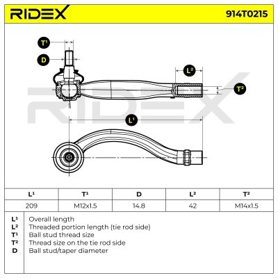 Spurstangenkopf RIDEX 914T0215 914T0215 - foto 7