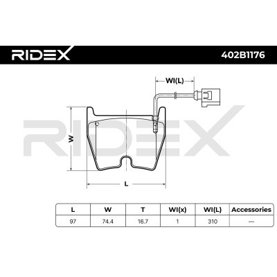 Bremsbeläge Satz RIDEX 402B1176 402B1176 - foto 6
