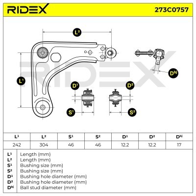 Querlenker RIDEX 273C0757 273C0757 - foto 7