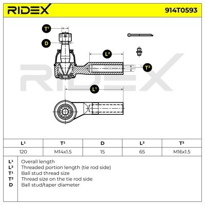 Spurstangenkopf RIDEX 914T0593 914T0593 - foto 6